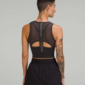 Lululemon Mesh Back Training Cropped Bra Tank Top, Gray, Size 6